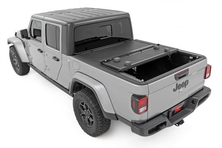 ROUGH COUNTRY Low Profile Hard Folding Tonneau Cover for 20-up Jeep Gladiator JT