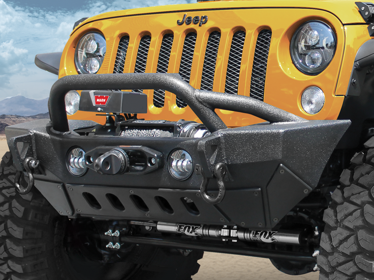 SMITTYBILT XRC Rock Crawler Winch Bumper with Grill Guard and D-ring Mounts, G... for 07-18 Jeep Wrangler JK & JK Unlimited