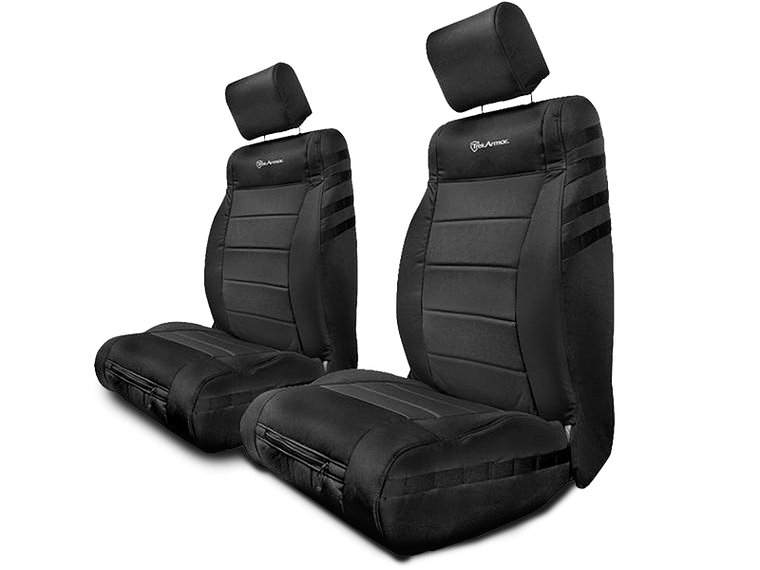 BARTACT Front Seat Covers with Air Bag Slot, Pair, Black/ Black, for 07-18 Wrangler JK