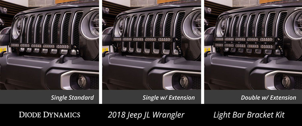 DIODE DYNAMICS Front Bumper LED Light Bar Bracket Kit for 18-up Jeep Wrangler JL & Gladiator JT