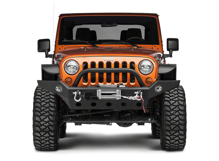 BRC Full Width Front Bumper with Center Winch Mount and Center Hoop for 07-18 Jeep Wrangler JK & JK Unlimited