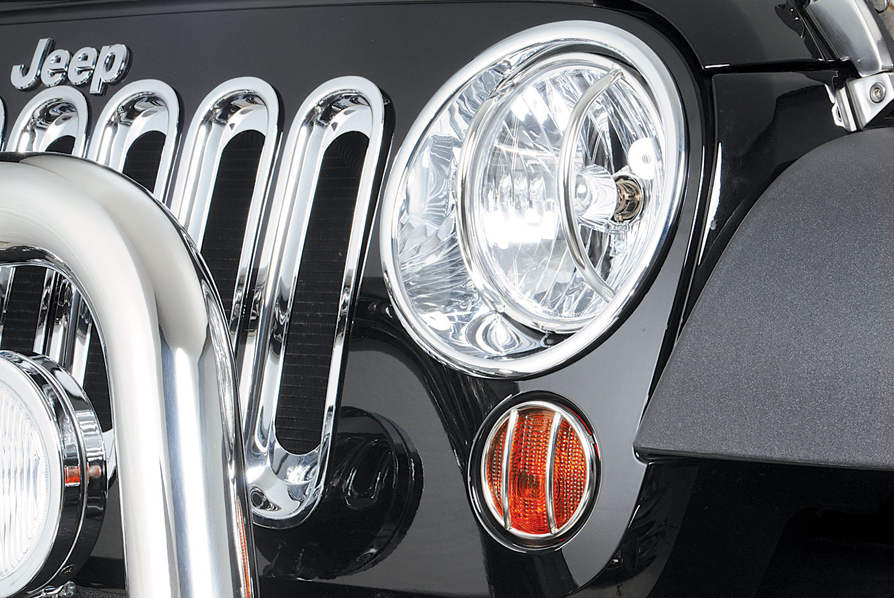 RUGGED RIDGE Headlight Trim Kit Chrome for 07 18 Jeep Wrangler JK