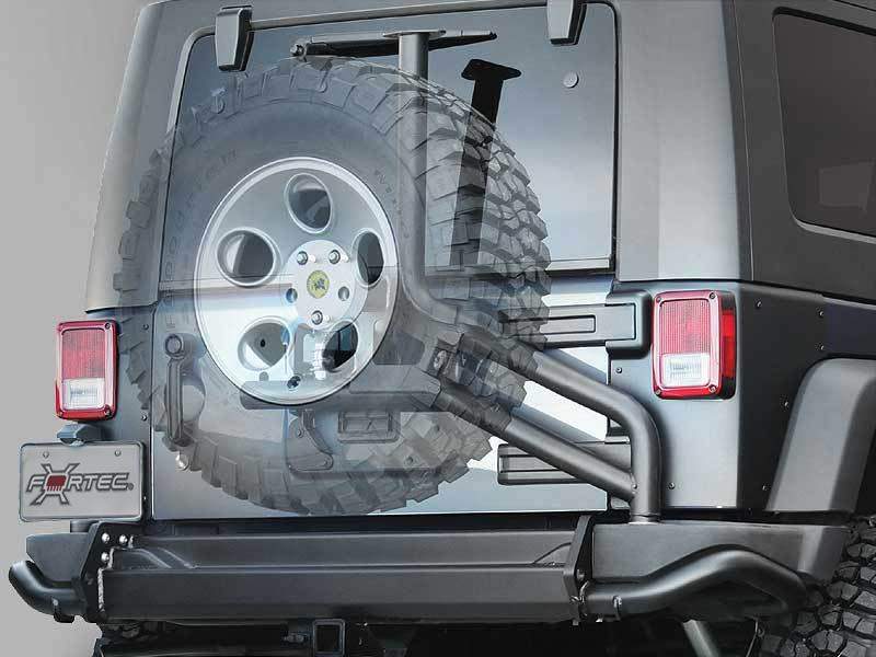 AEV Tire Carrier for AEV or Factory Rear Bumper in Textured Black for 07-18 Jeep Wrangler JK & JK Unlimited