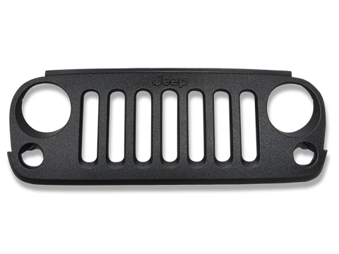 LINE-X Factory Front Grille in Textured Black for 07-18 Jeep Wrangler JK & JK Unlimited