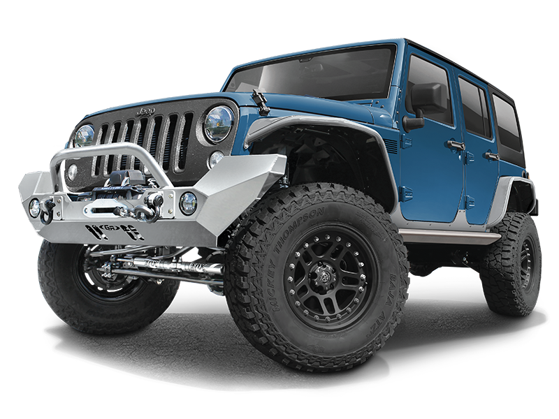 GENRIGHT OFFROAD Fortec Full Front Bumper with 2" Winch Guard, Aluminum for 07-18 Jeep Wrangler JK & JK Unlimited