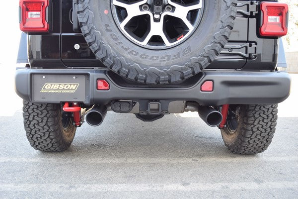 GIBSON Black Elite Exhaust Kit, Split Rear Tip for 18-up Jeep Wrangler JL & JL Unlimited
