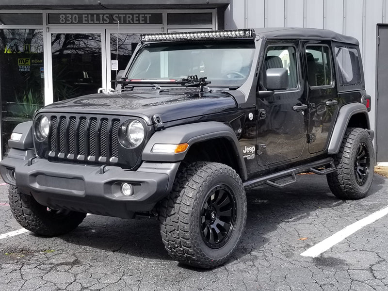 Hi Lift Jack Mount - Staffa Porta Cric Per Cerniera Jeep Wrangler JK JL (2007-2022) E Gladiator JT - Acciaio Nero Opaco Con Kit Di Montaggio