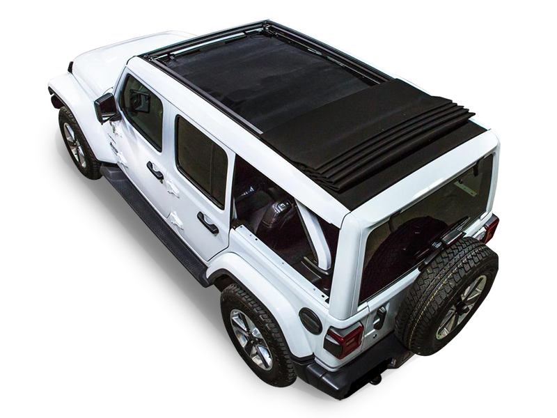 SPIDERWEBSHADE Power Top Shade 4 Door Only Black for 18 up Jeep
