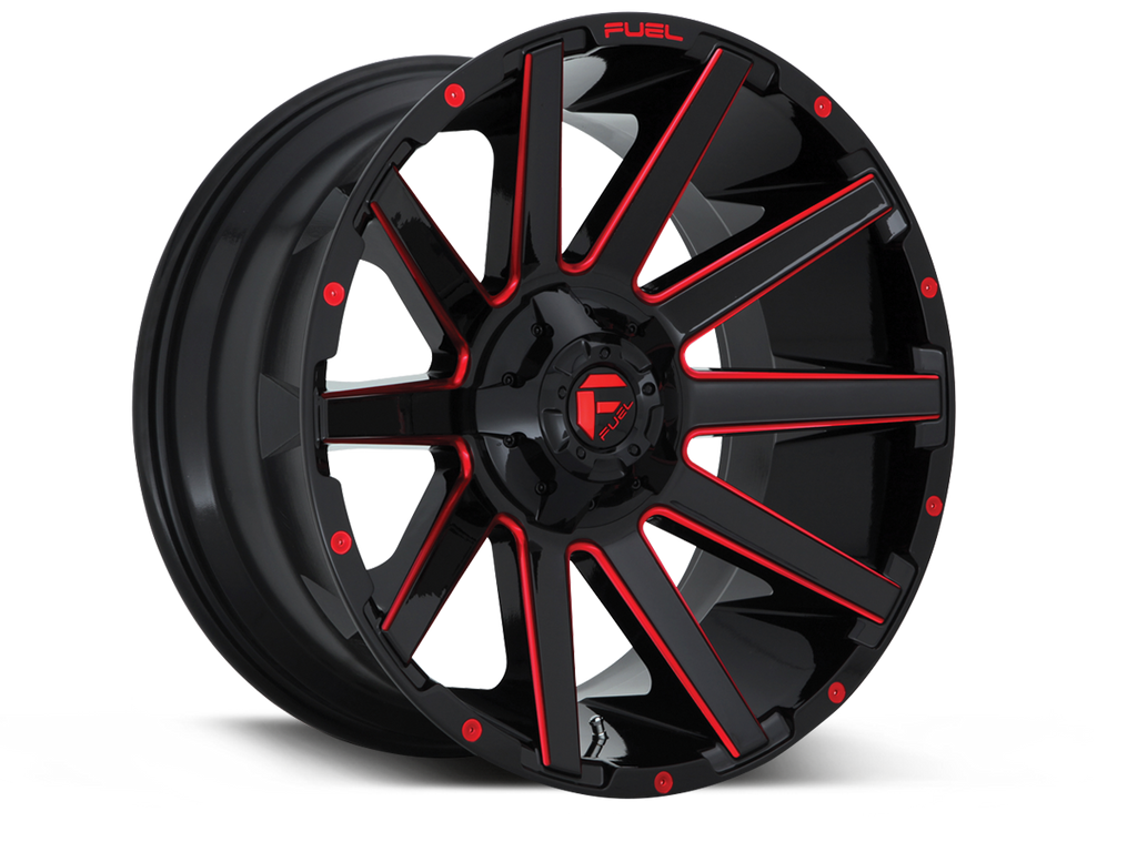FUEL D643 "CONTRA" Wheel in Gloss Black, Red Tinted Spokes for 07-up Jeep Wrangler JK, JL & JT Gladiator