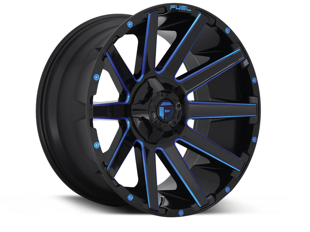 FUEL D644 "CONTRA" Wheel in Gloss Black, Blue Tinted Spokes for 07-up Jeep Wrangler JK, JL & JT Gladiator