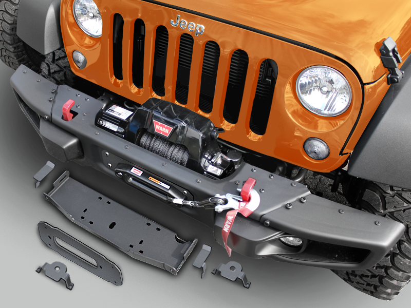 MAXIMUS-3 Off-Center  Winch Plate (9.5cti)  & Hoop  Kit for 10A/X Rubicon (incl. Classic Hoop, Light Brackets, Trim Plate & Vacuum Pump Relocation Bracket) for 07-18 Jeep Wrangler JK & JK Unlimited