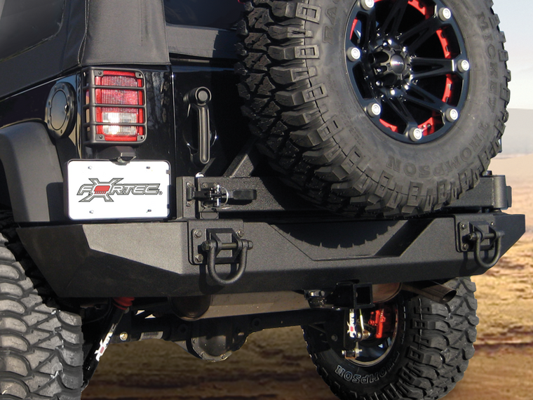 RUGGED RIDGE XHD Rear Bumper with Hummer Style Shackles, Textured Black for 07-18 Jeep Wrangler JK & JK Unlimited