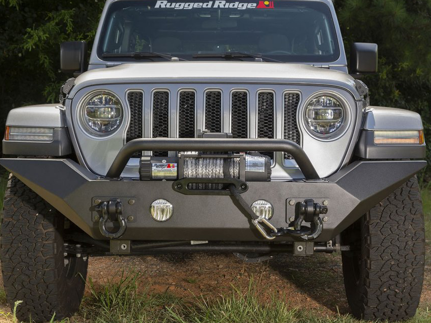 RUGGED RIDGE Spartan Front Bumper, HCE, with Overrider for 18-up Jeep Wrangler JL & JL Unlimited