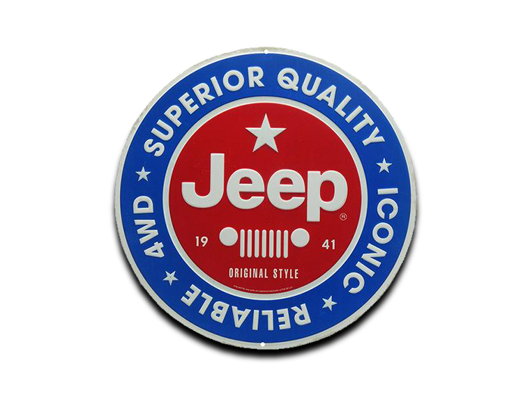 JEEP ROUND EMBOSSED TIN SIGN, 12