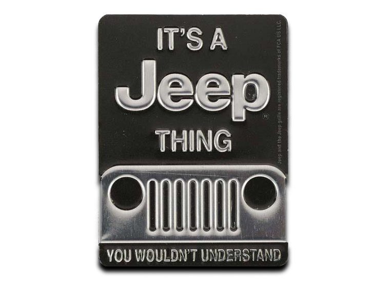 JEEP THING EMBOSSED TIN MAGNET, Size: 2.25