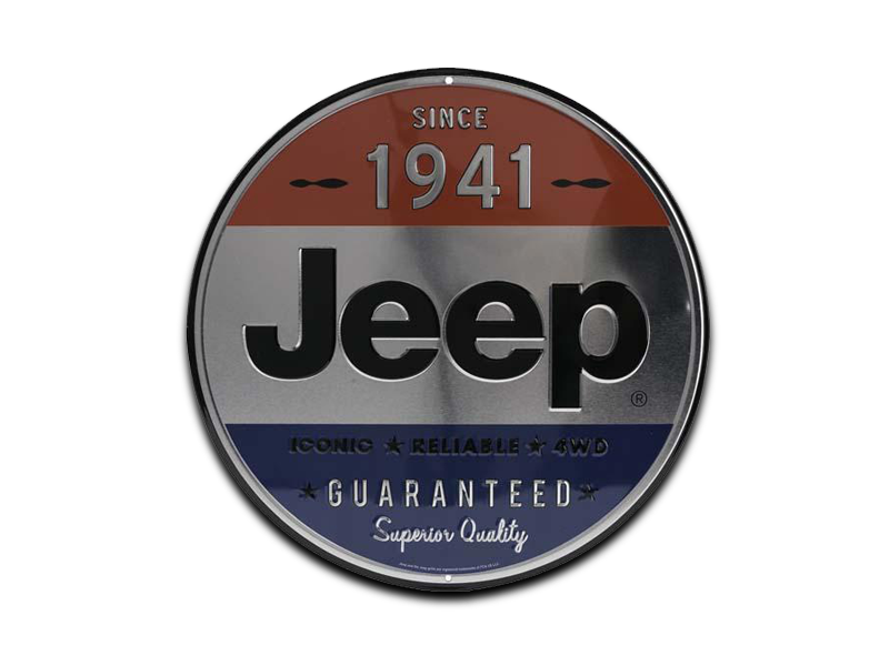 JEEP 1941 ROUND EMBOSSED TIN SIGN, Size: 12" W X 12" H X 0.125" D