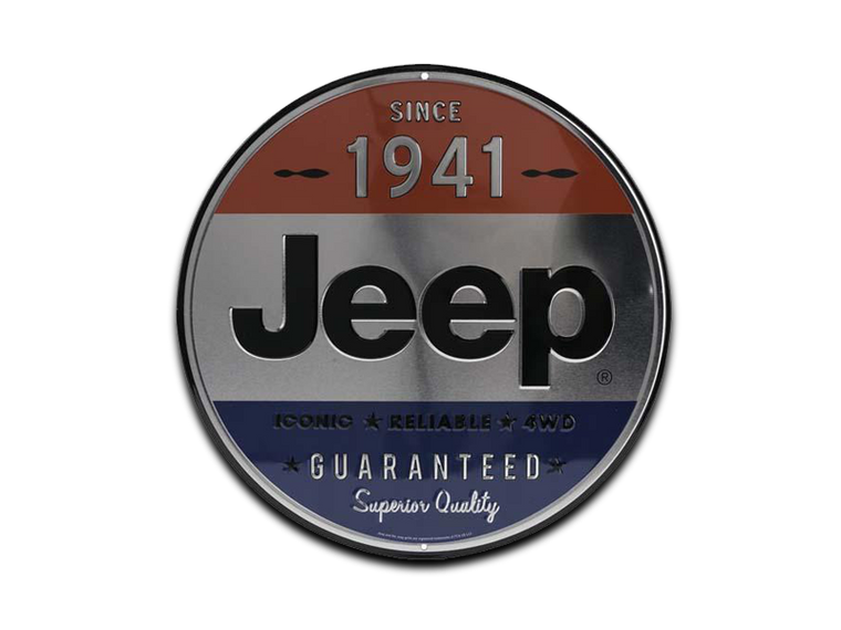 JEEP 1941 ROUND EMBOSSED TIN SIGN, Size: 12