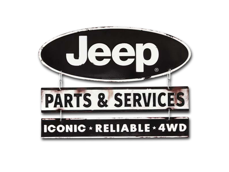 JEEP LINKED EMBOSSED TIN SIGN, Size: 15