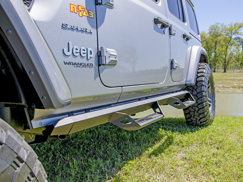 N-FAB Predator Pro Nerf Steps, 100% Full Aluminum, Textured Black for 18-up Jeep Wrangler JL Unlimited & 20-Up Gladiator JT
