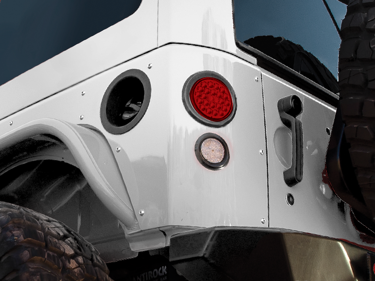 POISON SPYDER 4” Round LED Tail Light Kit & Back-up Lights Poison Spyder Corners for 07-18 Jeep Wrangler JK & JK Unlimited