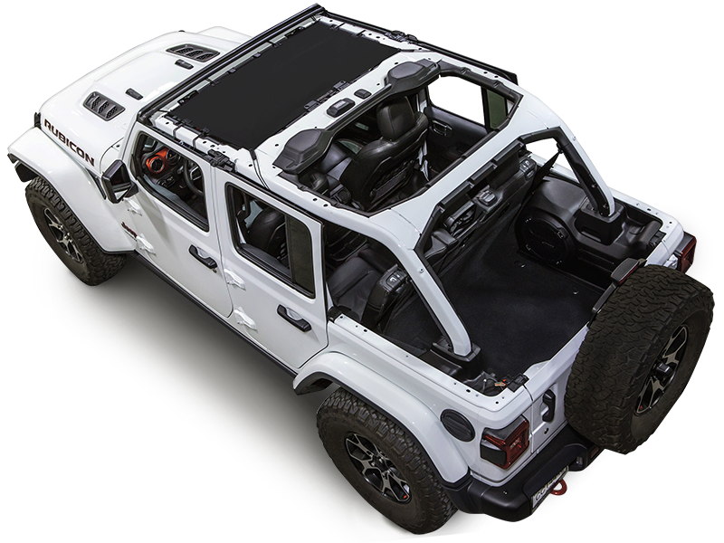 SPIDERWEBSHADE Trail Mesh Top, 4-Door Only, Black for 18-up Jeep Wrangler JL Unlimited