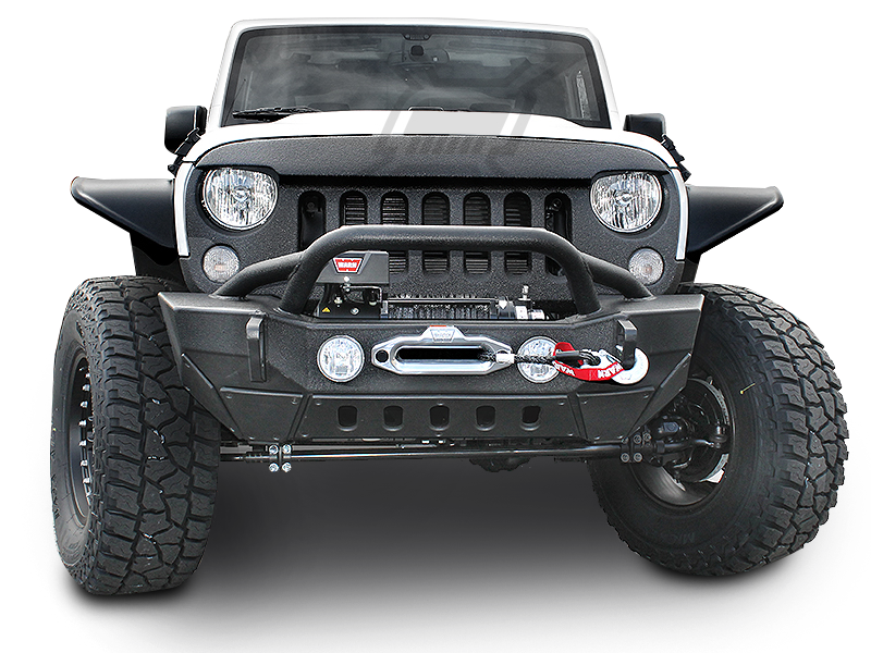 SMITTYBILT XRC Rock Crawler Winch Bumper with Grill Guard and D-ring Mounts, G... for 07-18 Jeep Wrangler JK & JK Unlimited