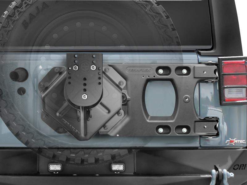 JK HD Hinged Carrier & Adjustable Spare Tire Mounting Kit The TeraFlex JK  heavy duty adjustable tire carrier kit is designed to