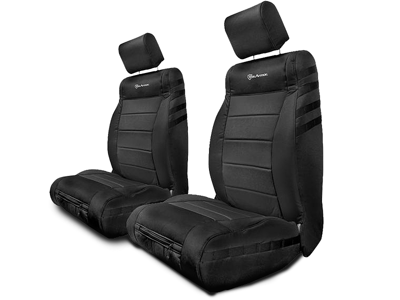 BARTACT Front Seat Covers with Air Bag Slot, Pair, Black/ Black, for 07-18 Wrangler JK