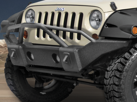 RAMPAGE PRODUCTS Marathon Front Bumper in Textured Black with Grille Guard for 07-18 Jeep Wrangler JK & JK Unlimited